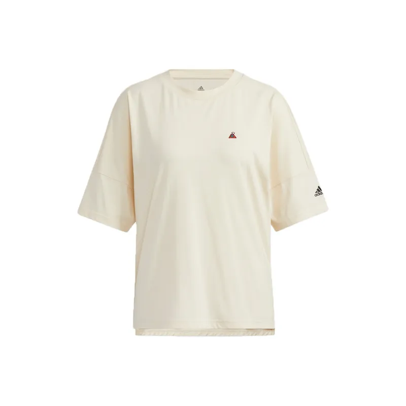Adidas Drop Shoulder Sleeve T Shirt Women's Ecru-0