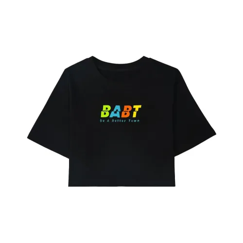 BABT 블랙 여성 크롭 탑