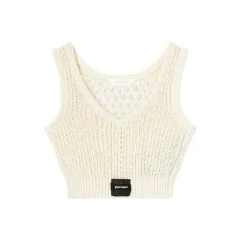 PALM ANGELS Sequin embellished Knitted Crop Top