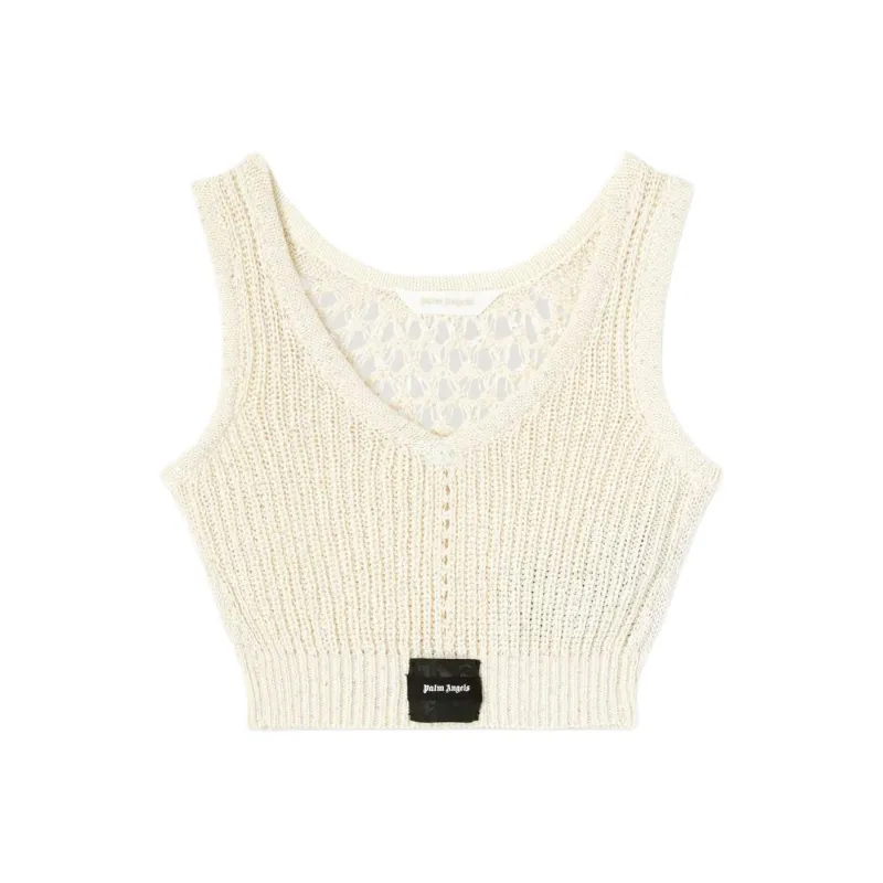 PALM ANGELS Sequin embellished Knitted Crop Top-0