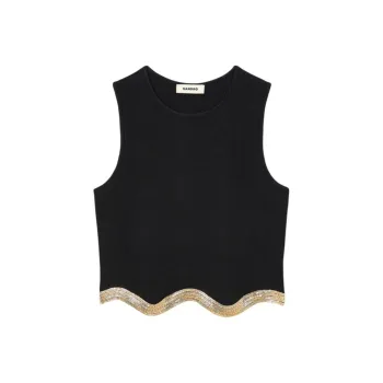 Sandro Sequin embellished Cropped Top