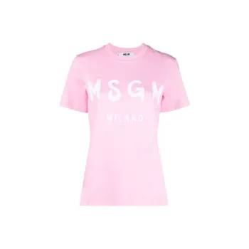 MSGM Logo Printed Crewneck T Shirt