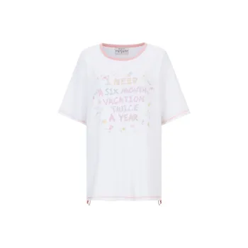 Girly Fancy Club Drop Shoulder Sleeve T-Shirt Women's White