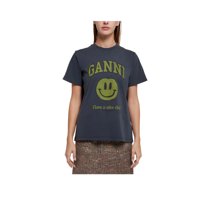 GANNI Basic Cotton Jersey Tee 'Phantom'-0