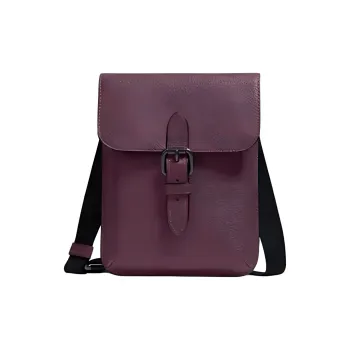 COACH Hudson Natural Pebbled Leather Cell Phone Pouch Crossbody Bag Shoulder Bag Small Size Unisex Dark Purple