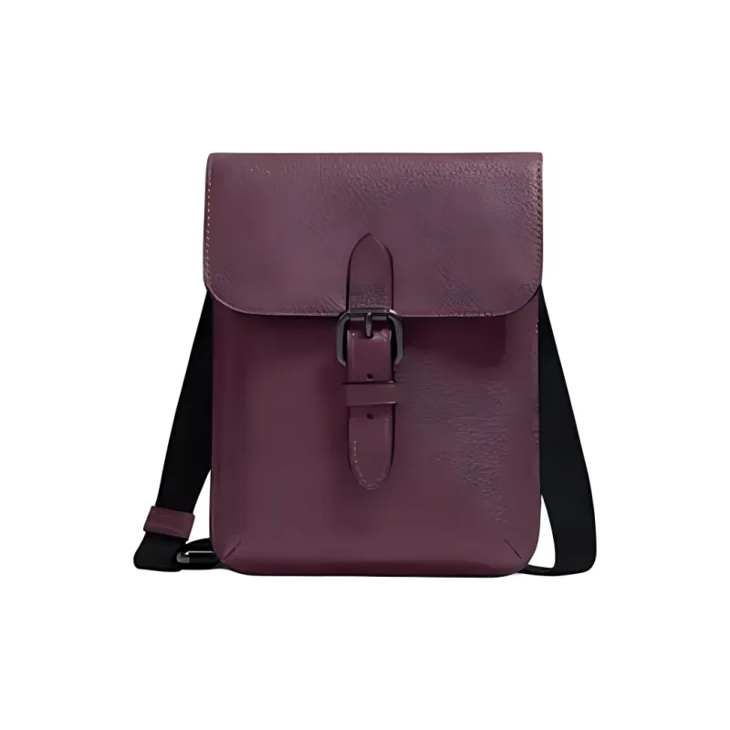 COACH Hudson Natural Pebbled Leather Cell Phone Pouch Crossbody Bag Shoulder Bag Small Size Unisex Dark Purple-0