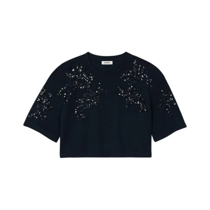 Sandro Rhinestone embellished T shirt-0