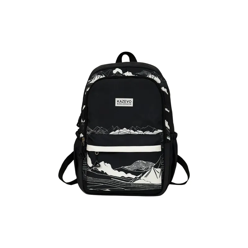 Alcohol Dragon Polyester Backpack Unisex White/Black-9