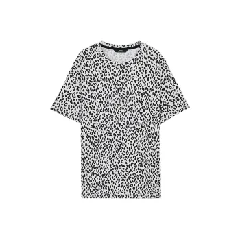 ELF SACK T Shirt Women's Leopard Print Black White