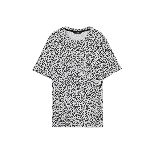 ELF SACK T Shirt Women's Leopard Print Black White