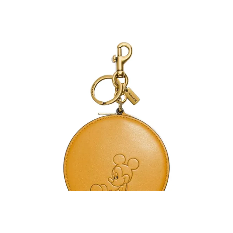 COACH X Disney Mickey Collaboration Leather Bag Charm Women's Yellow-1