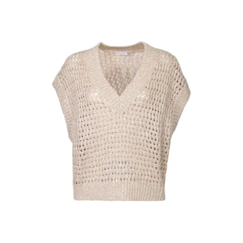 Brunello Cucinelli V-Neck Net Knitted Vest