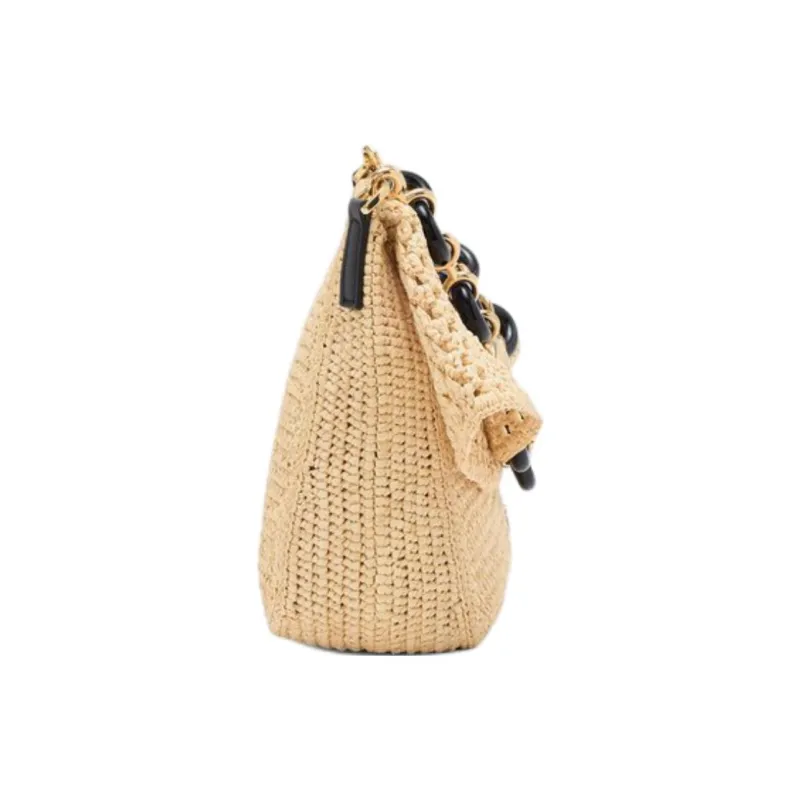 LOEWE Raffia Fiber One Shoulder Handbag Medium Size Women's Natural-5