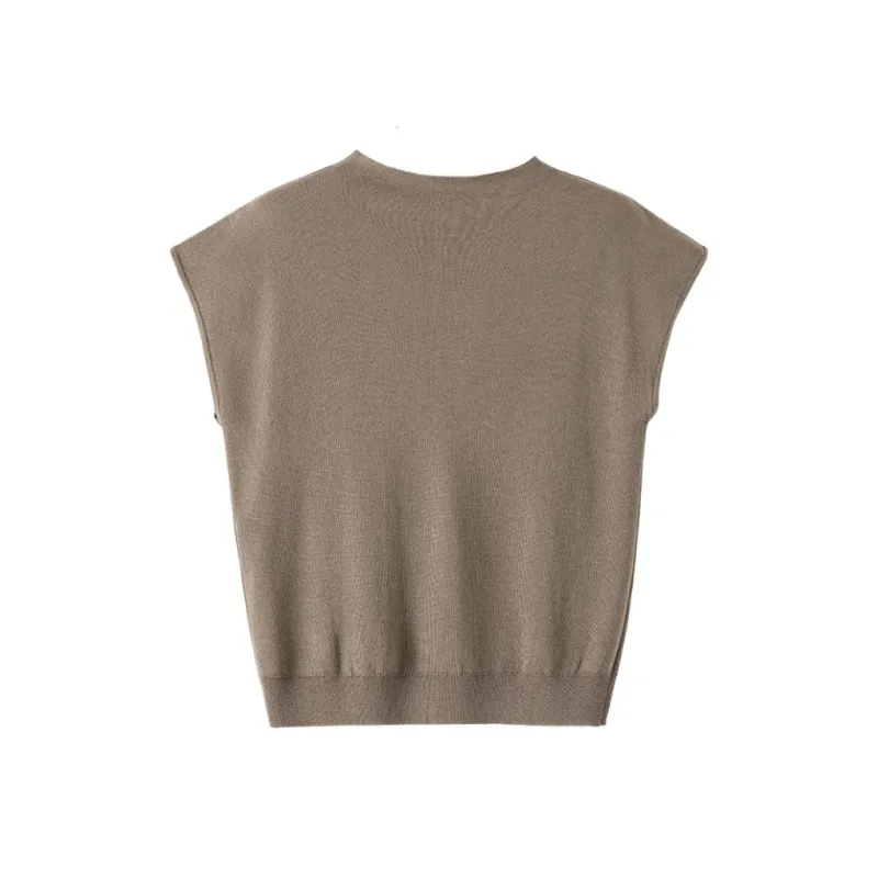Late White Knitwear Women's Gray Tea Brown-1