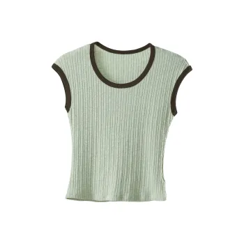 Fstudio Sleeveless Knitted Fabric T-Shirt Women's Light Green