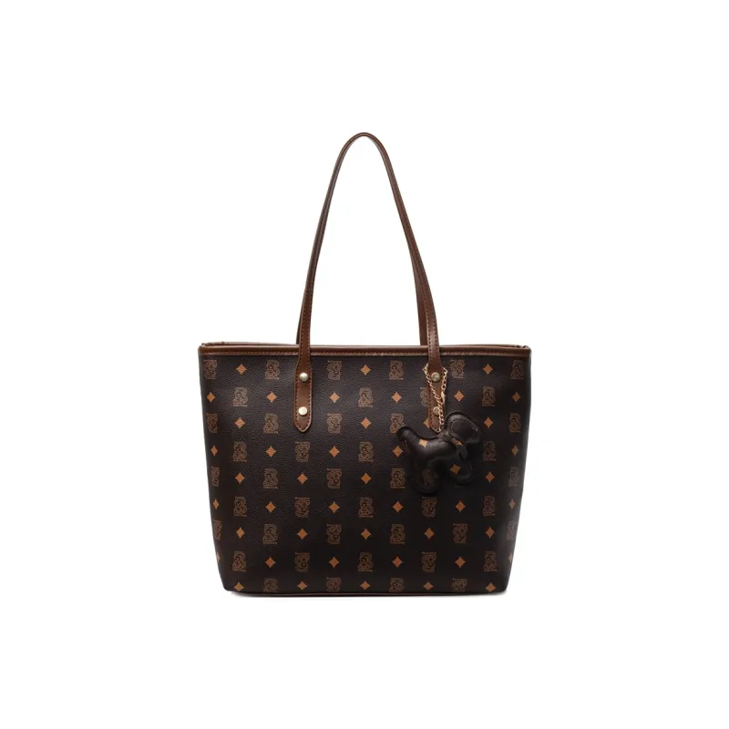 Single Warehouse PU Tote Handheld Shoulder Bag Regular Women's Ecru/Pink/Brown/Coffee/Black-18