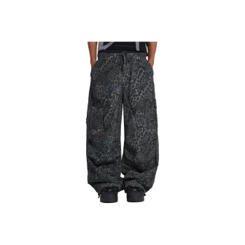 Jaded London Leopard Parachute Pants Casual Pants Men's Charcoal Gray