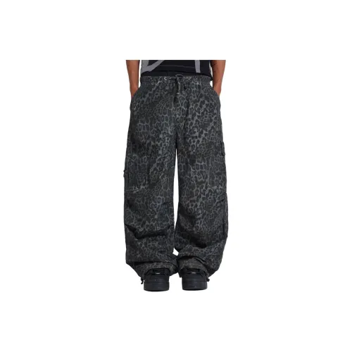 Jaded London Leopard Parachute Pants Casual Pants Men's Charcoal Gray