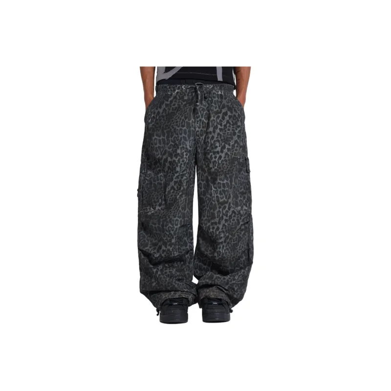 Jaded London Leopard Parachute Pants Casual Pants Men's Charcoal Gray-0