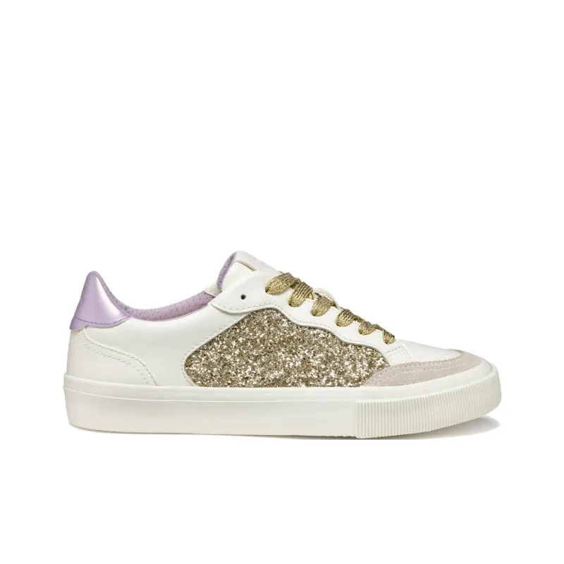 GEOX D EMMELENY B Abrasion Resistant Low Top Skateboard Shoes Women's White Purple-1