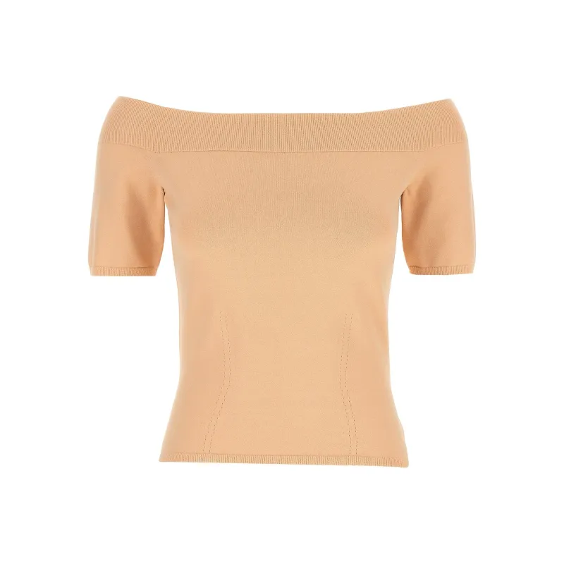 Alexander McQueen Off Shoulder Short Sleeved Top-0