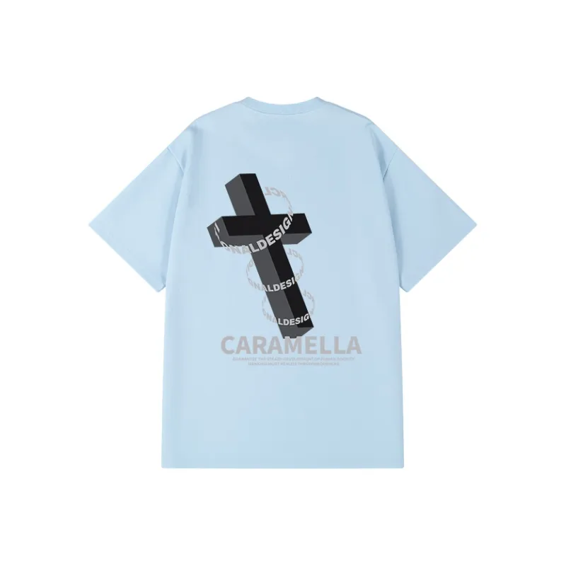 Caramella Drop Shoulder Sleeve T Shirt Unisex White Heather Gray-16
