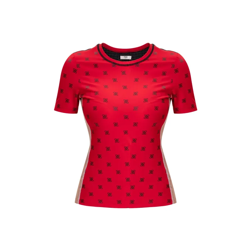 FENDI Logo Short Sleeve Fitness Tee 'Red'-0