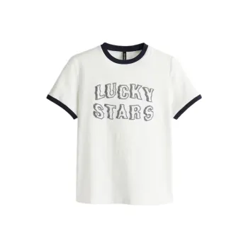 H&M T Shirt Women's Cream/Lucky Star