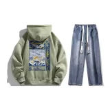 Set (Moss Green Top+Dark Blue Jeans)