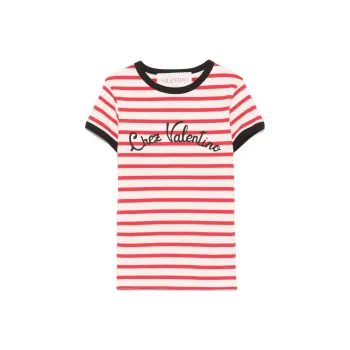 Valentino Striped Crewneck T Shirt