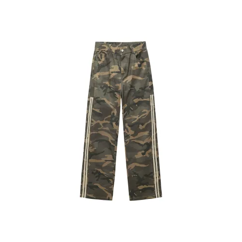 UNKNOWTAL Casual Pants Unisex Army Green Camouflage