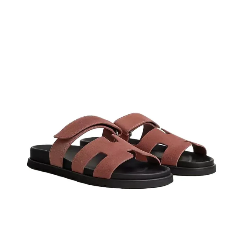 HERMES Chypre Slide Slippers Women's Red-2