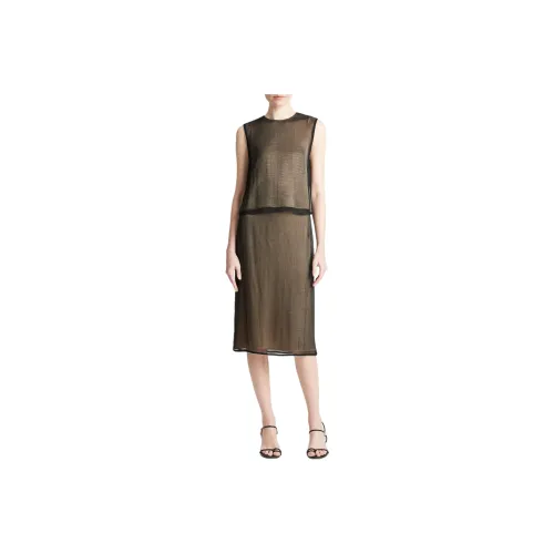 VINCE Beaded-trim Semi-sheer Tank Top