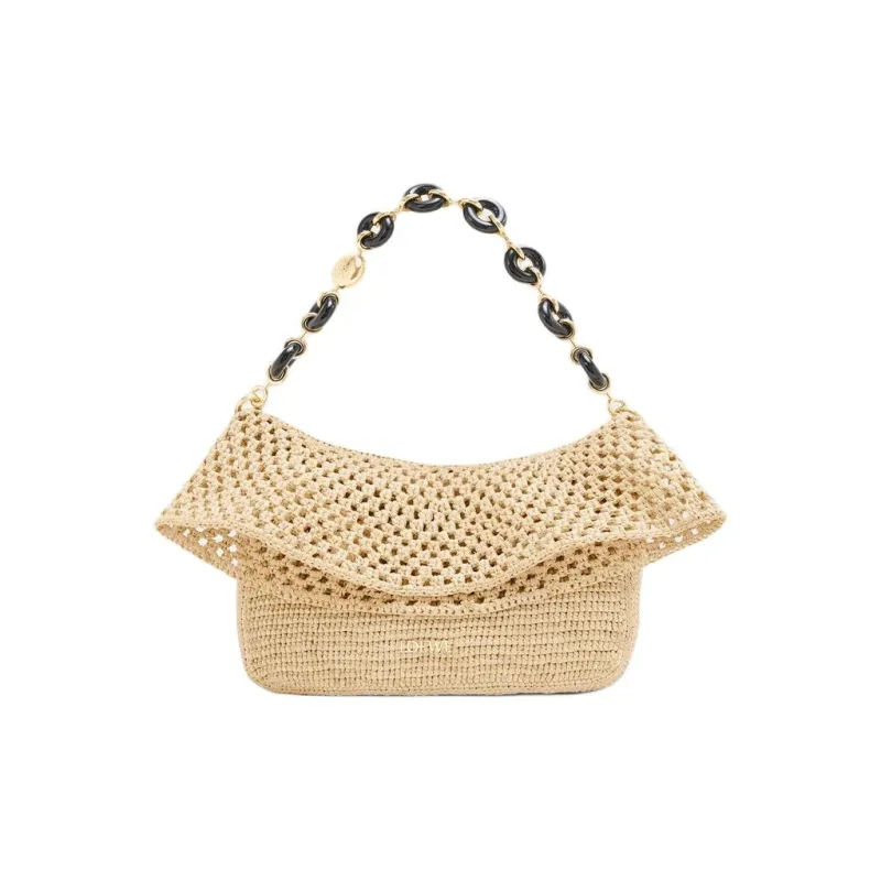 LOEWE Raffia Fiber One Shoulder Handbag Medium Size Women's Natural-1