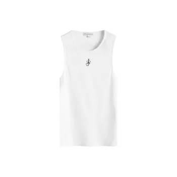 JW Anderson Logo Embroidered U Shaped Neck Knitted Tank Top