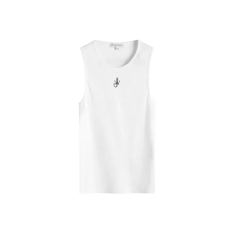 JW Anderson Logo Embroidered U Shaped Neck Knitted Tank Top-0