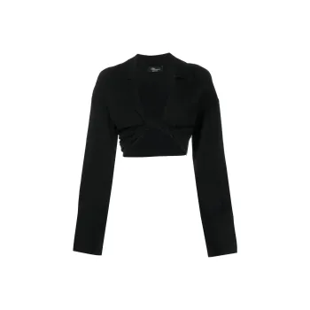 Blumarine Twist Detailed Cropped Long Sleeved Top