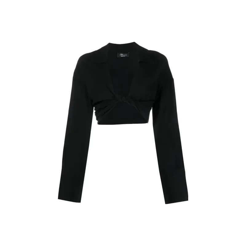 Blumarine Twist Detailed Cropped Long Sleeved Top-0