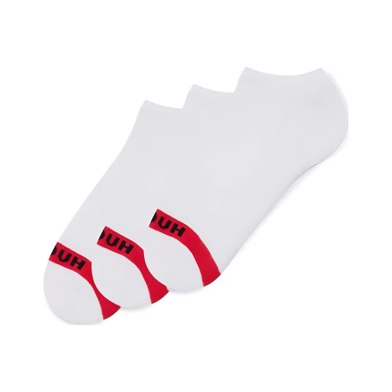 HUGO BOSS Three-pack Of Invisible Socks With Logo Details Ankle Socks Men's 3 Pack White-0