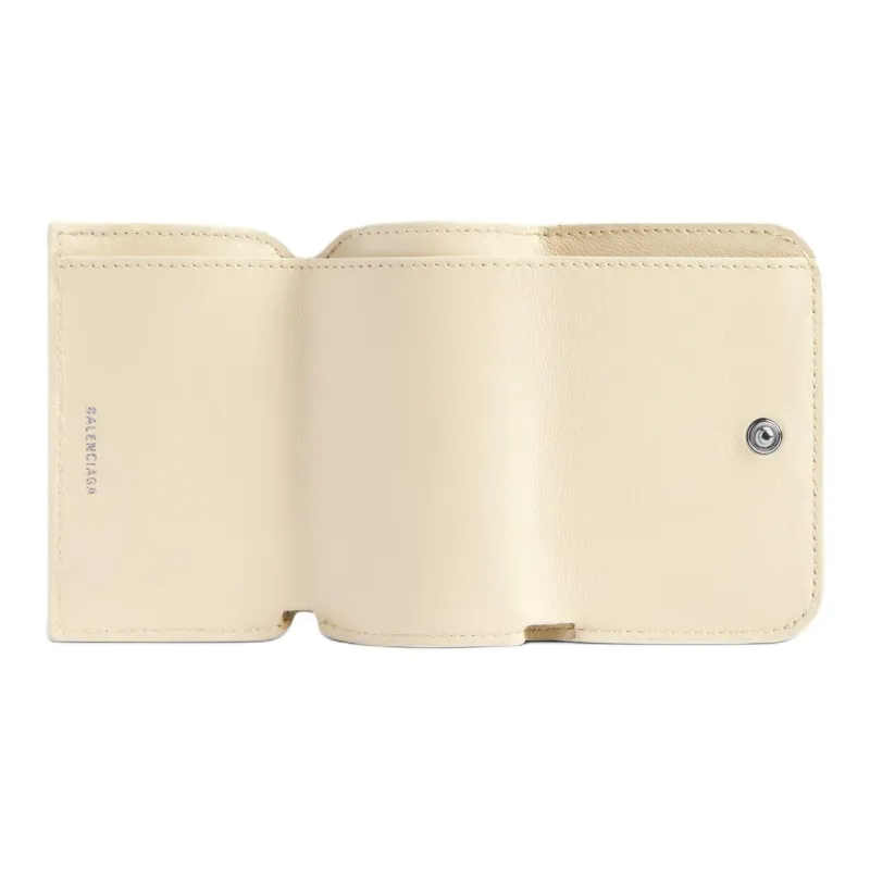 Balenciaga Cash Calfskin Wallet Mini Women's Beige-2