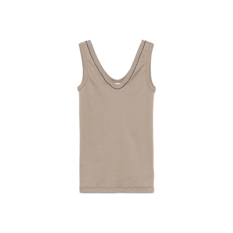 Brunello Cucinelli Embellished Trim Tank Top-0