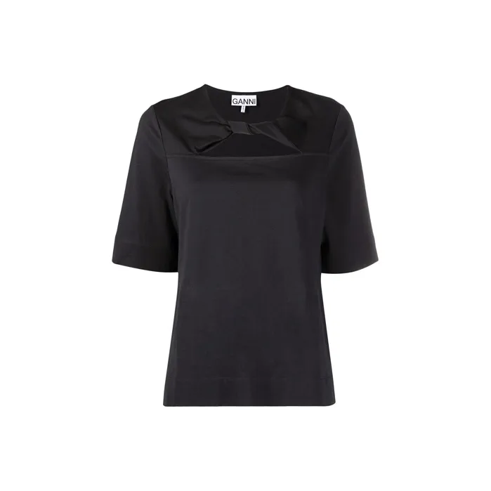 GANNI Basic Cotton Jersey T Shirt 'Black'-0