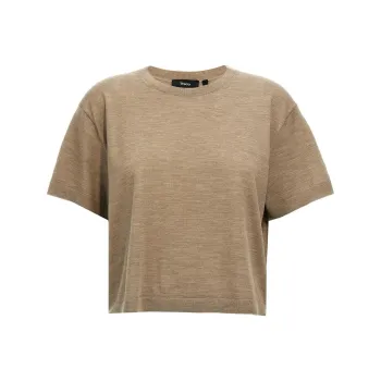 THEORY Cropped Knitted T Shirt
