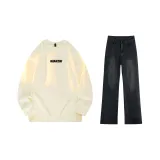 Light Apricot (Long-Sleeved)+Black Gray Jeans