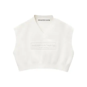 Alexander Wang Logo embossed Cropped Knitted Top
