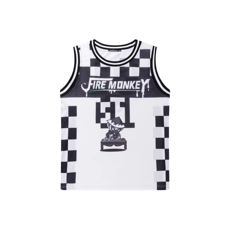 FireMonkey Basketball Jerseys Unisex Black White-0