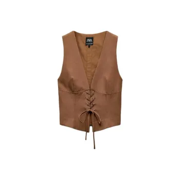 ZARA Tank Tops Women's Brown