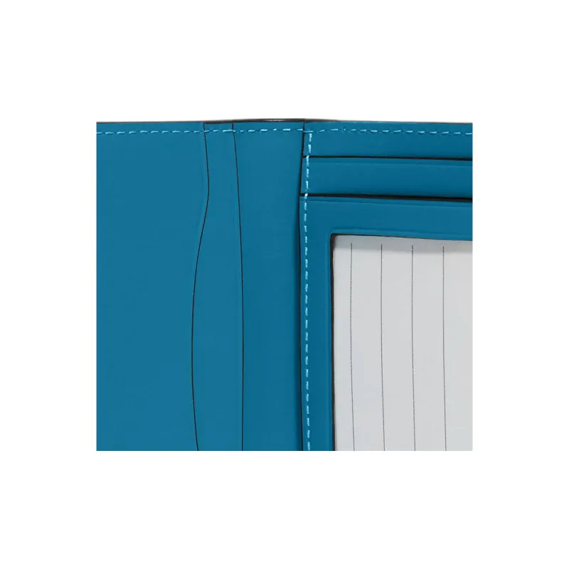 COACH Id Zip Wallet Calfskin Card Holder Wallet Men's Blue-3