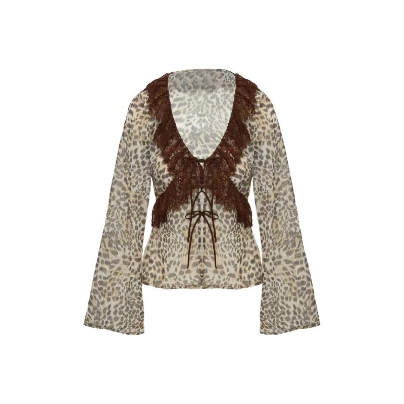 PRINCESS POLLY T-Shirt Women's Leopard/Leopard Pattern-0