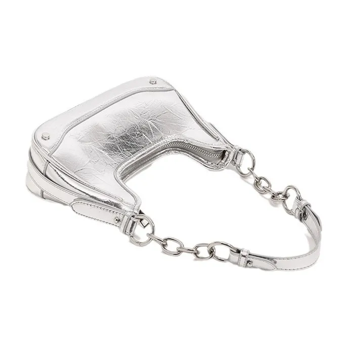 Worm's Home PU Underarm Shoulder Bag Women's Black/Silver-6